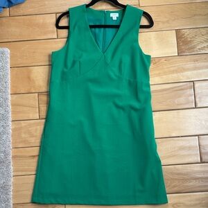 J. Crew Green V-Neck Sleeveless Mini Dress